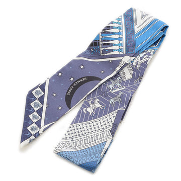 HERMES Twilly Objets de Curiosite Scarf Marine Cobalt White