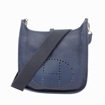 HERMES Shoulder Bag Evelyn 3PM M Engraved Taurillon Clemence Blue de Plus Ladies