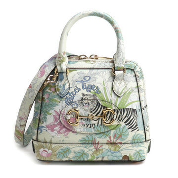 GUCCI Horsebit 1955 Tiger 2-Way Shoulder Bag White Multicolor 677212 Women's