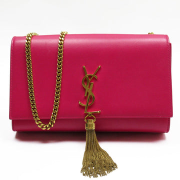 SAINT LAURENT Shoulder Bag Chain Leather Metal Magenta Gold Women's w0388j