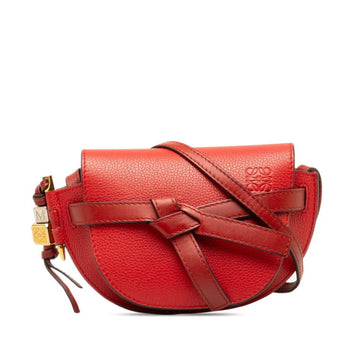 LOEWE GATE Shoulder Bag 321.12.U62 Red Leather Women's