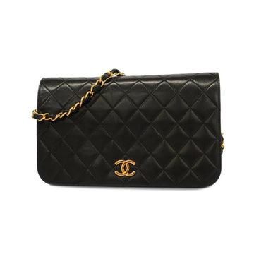 CHANEL Shoulder Bag Matelasse Chain Lambskin Black Women's