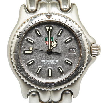 TAG HEUER Professional Watch S99.213K Quartz Grey Dial Stainless Steel Men's HEUER
