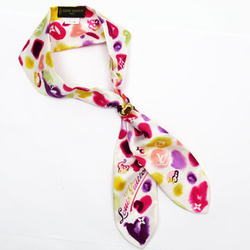 LOUIS VUITTON Scarf Silk Metal White Multicolor Gold Women's w0343a