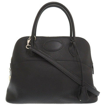 HERMES Bolide 31 Taurillon Clemence Black F Stamped Handbag 1486