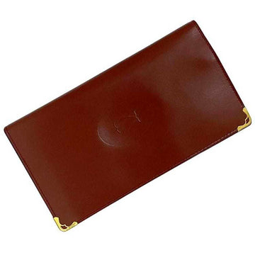 CARTIER Bi-fold Wallet Bordeaux Must ec-20102 Billfold Long Leather Men's Women's