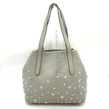 JIMMY CHOO Bag Sophia S Grey Handbag Tote Star Studs Rhinestones Women's Leather JIMMYCHOO