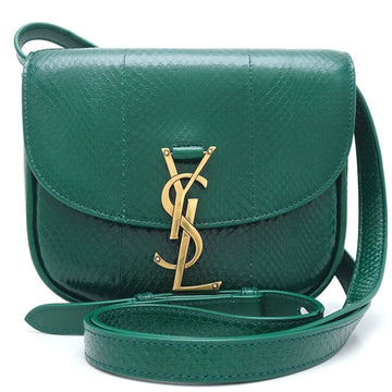 SAINT LAURENT Kaia 619740 Shoulder Bag Small Size Embossed Leather Green 351208