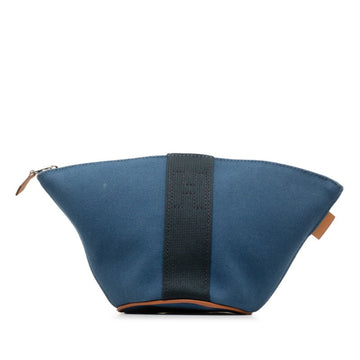 HERMES Palmir Pouch Blue Canvas Women's