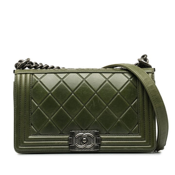 CHANEL Matelasse Boy Coco Mark Paris Salzburg Limited Edition Chain Shoulder Bag Green Silver Leather Women's