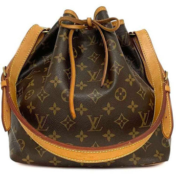 LOUIS VUITTON Petit Noe Brown Beige Monogram M42226 f-20206 Shoulder Canvas Tanned Leather AR3190