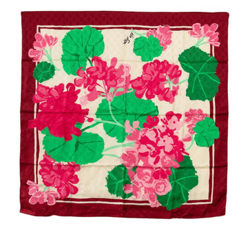 GUCCI GG Supreme Ken Scott Floral Flower Scarf Muffler Wine Red Pink Multicolor Silk Women's