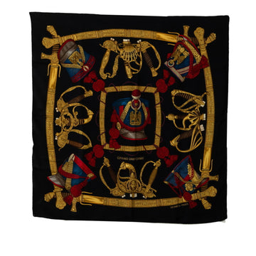 HERMES Carre 90 GRAND UNIFORME Grand Uniform Scarf Muffler Black Gold Multicolor Silk Women's