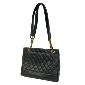 CHANEL Shoulder Bag Matelasse Chain Lambskin Black Women's