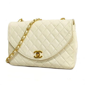 CHANEL Shoulder Bag Matelasse Chain Lambskin White Ladies