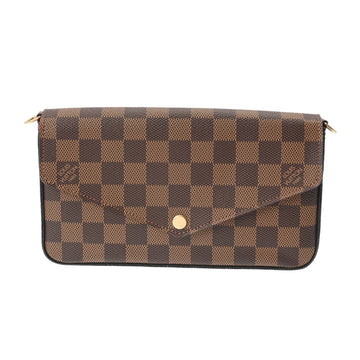 LOUIS VUITTON Damier Pochette Felicie Chain Wallet Brown N63032 Women's Canvas Shoulder Bag