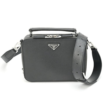 PRADA Brick Saffiano Leather Bag 2VH069 Black S-155531