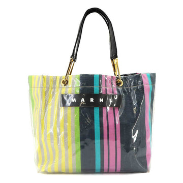 MARNI Glossy Grip PVC Nylon Multicolor Gold Hardware Stripe SHMP0015Q0 Grossy Tote bag