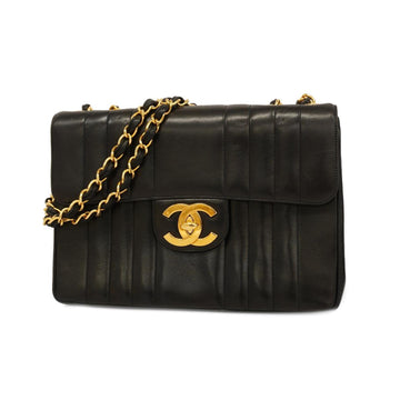 CHANEL Shoulder Bag Mademoiselle W Chain Lambskin Black Women's