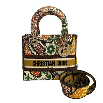 CHRISTIAN DIOR Lady D-Lite Medium Canvas 2way Handbag Shoulder Bag Multicolor 1kmk766-1