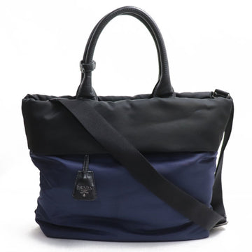 PRADA Nylon Reversible 2Way Shoulder Bag Blue Black B4521V Women's