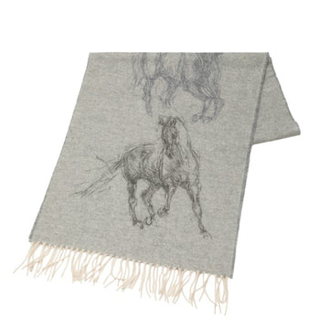 HERMES Gallop Pirouette Horse 23SS Scarf Grey Cashmere Women's