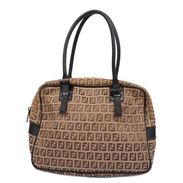 FENDI Zucchino Nylon Canvas Handbag Brown Women's