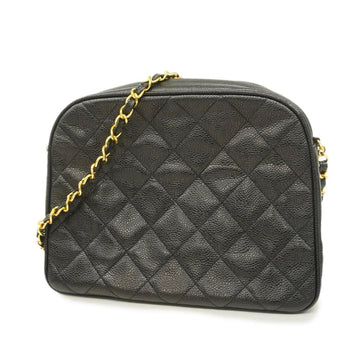 CHANEL Shoulder Bag Matelasse Chain Caviar Skin Black Ladies