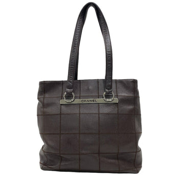 CHANEL Chocolate Bar Tote Bag Brown Women's