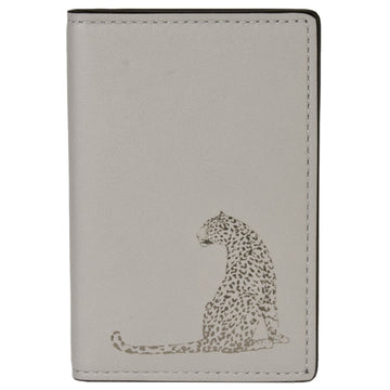 CARTIER Panthere Card Case Leather Gray