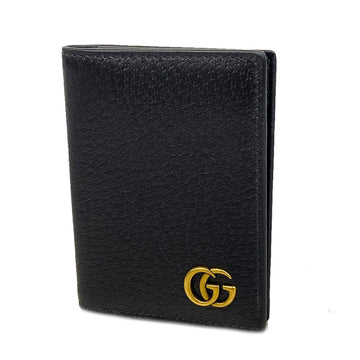 GUCCI Business Card Holder GG Marmont 428737 1147 Leather Black Men's