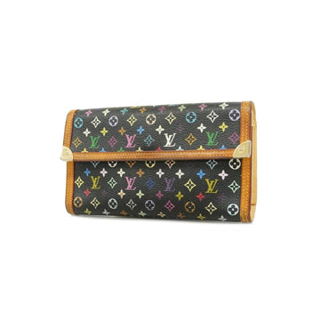 LOUIS VUITTON Trifold Long Wallet Monogram Multicolor Porte Tresor International M92658 Noir Ladies