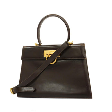 SALVATORE FERRAGAMO Handbag Gancini Leather Brown Women's