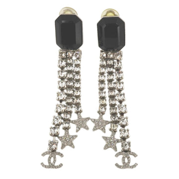 CHANEL Earrings Coco Mark Star Shaped Rhinestone Colored Stone Metal Material Silver Black B20P Ladies