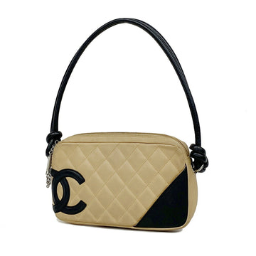 CHANEL Handbag Cambon Lambskin Black Beige Ladies