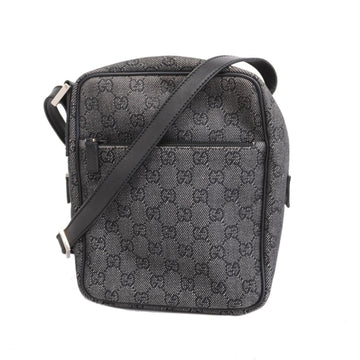 GUCCI Shoulder Bag GG Canvas 03136 Leather Black Women's