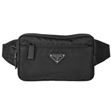 PRADA Plate Re-Nylon Waist Bag Nylon Saffiano Leather 2VL977 Black ITDA5LMDQQXE