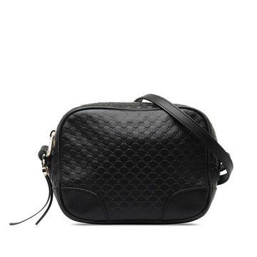 GUCCI Micro ssima Shoulder Bag 449413 Black Leather Women's