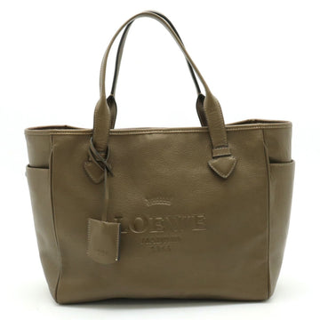 LOEWE Heritage Small Tote Bag Handbag Leather Bronze Khaki 377.79.751