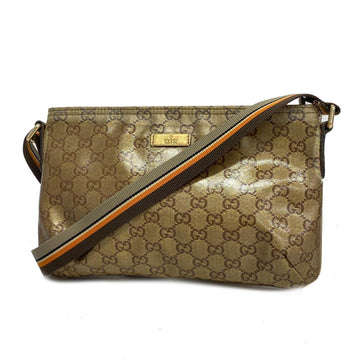 GUCCI Shoulder Bag GG Crystal 189749 Coated Canvas Beige Champagne Women's