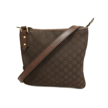 GUCCI Shoulder Bag GG Nylon 257246 Brown Champagne Women's