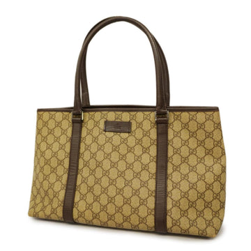 GUCCI Tote Bag GG Supreme 114595 Leather Brown Ladies