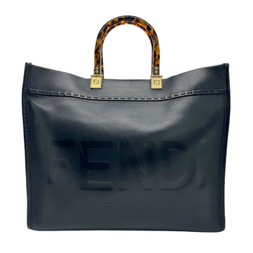FENDI Handbag Shoulder Bag Sunshine Leather Black Brown Gold Women's z1283