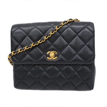 CHANEL Shoulder Bag Matelasse Chain Caviar Skin Black Ladies