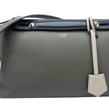 FENDI Vitheway Handbag Shoulder Bag 8BL124 Leather Gray Black Ladies Men's Hand shoulder leather Initial available