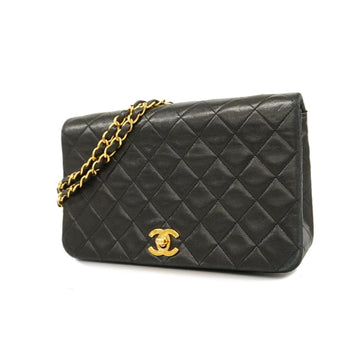 CHANEL Shoulder Bag Matelasse Chain Lambskin Black Women's