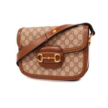 GUCCI Shoulder Bag GG Supreme Horsebit 602204 Brown Women's