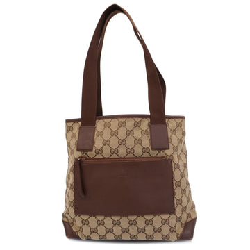 GUCCI Tote Bag GG Canvas 019 0402 Leather Brown Women's