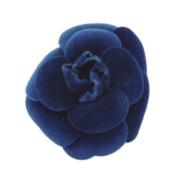 CHANEL brooch camellia velor blue ladies