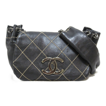 CHANEL Wild Stitch ChainShoulder Bag Black Lambskin [sheep leather]